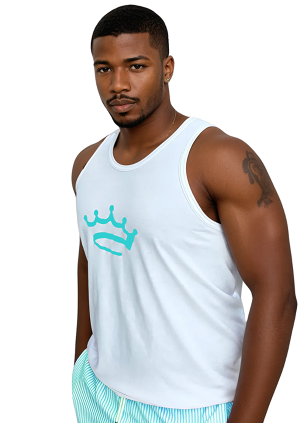 Men's Tank White / Tiffany Blue