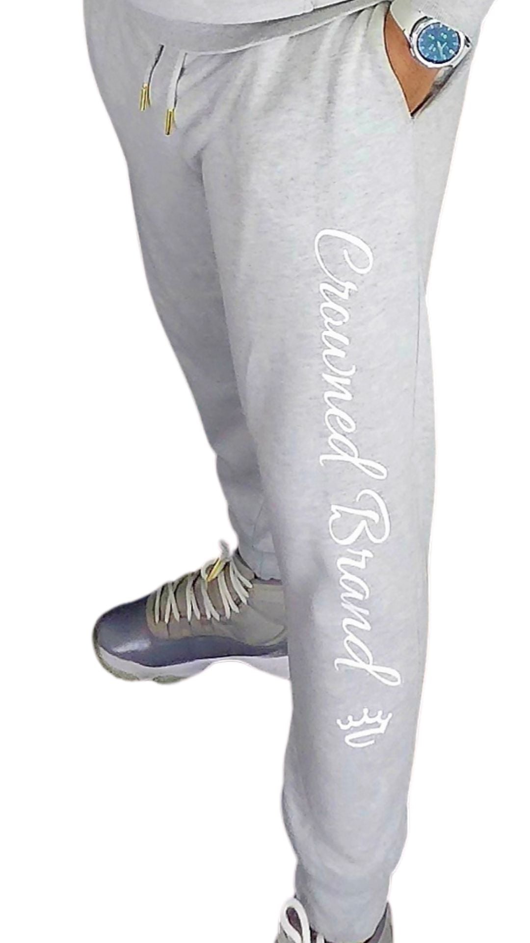 Men's Grey / White - joggers - Crowned Brand ™