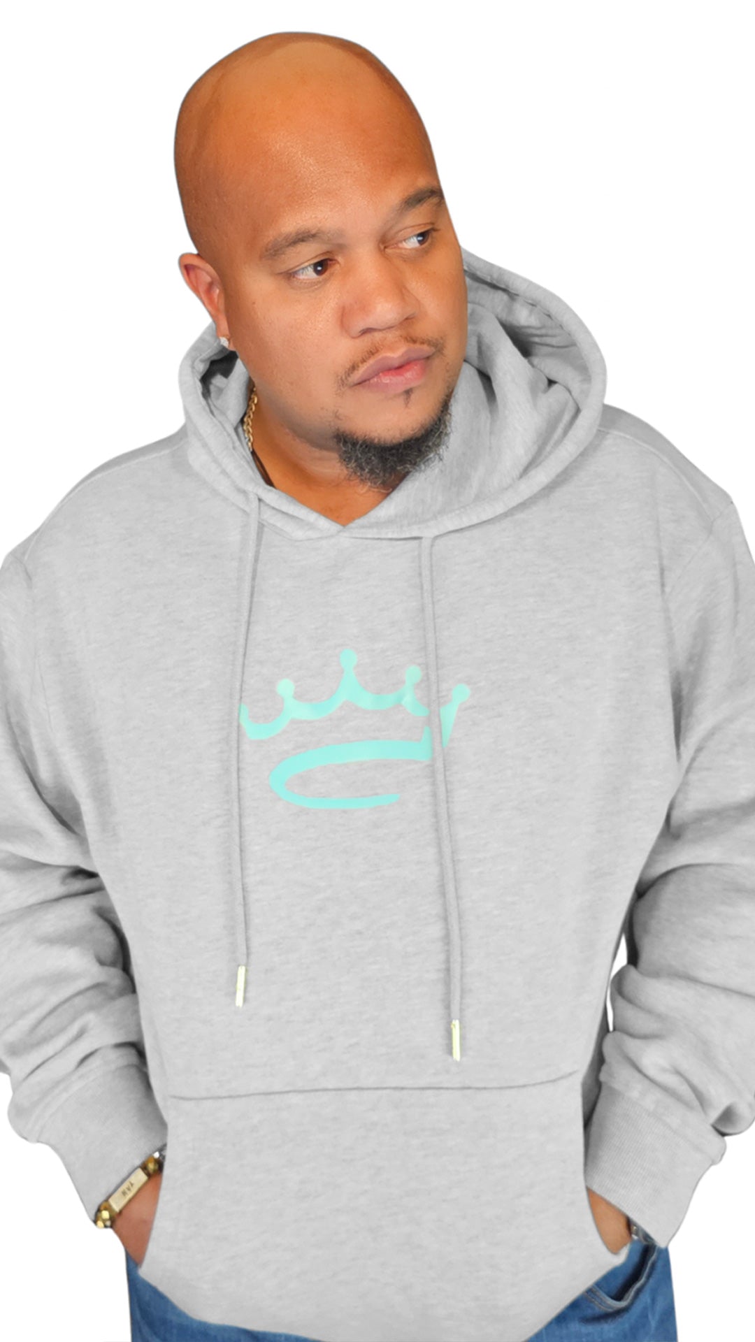 Men's Grey / Tiffany Blue - hoodie - Crowned Brand ™