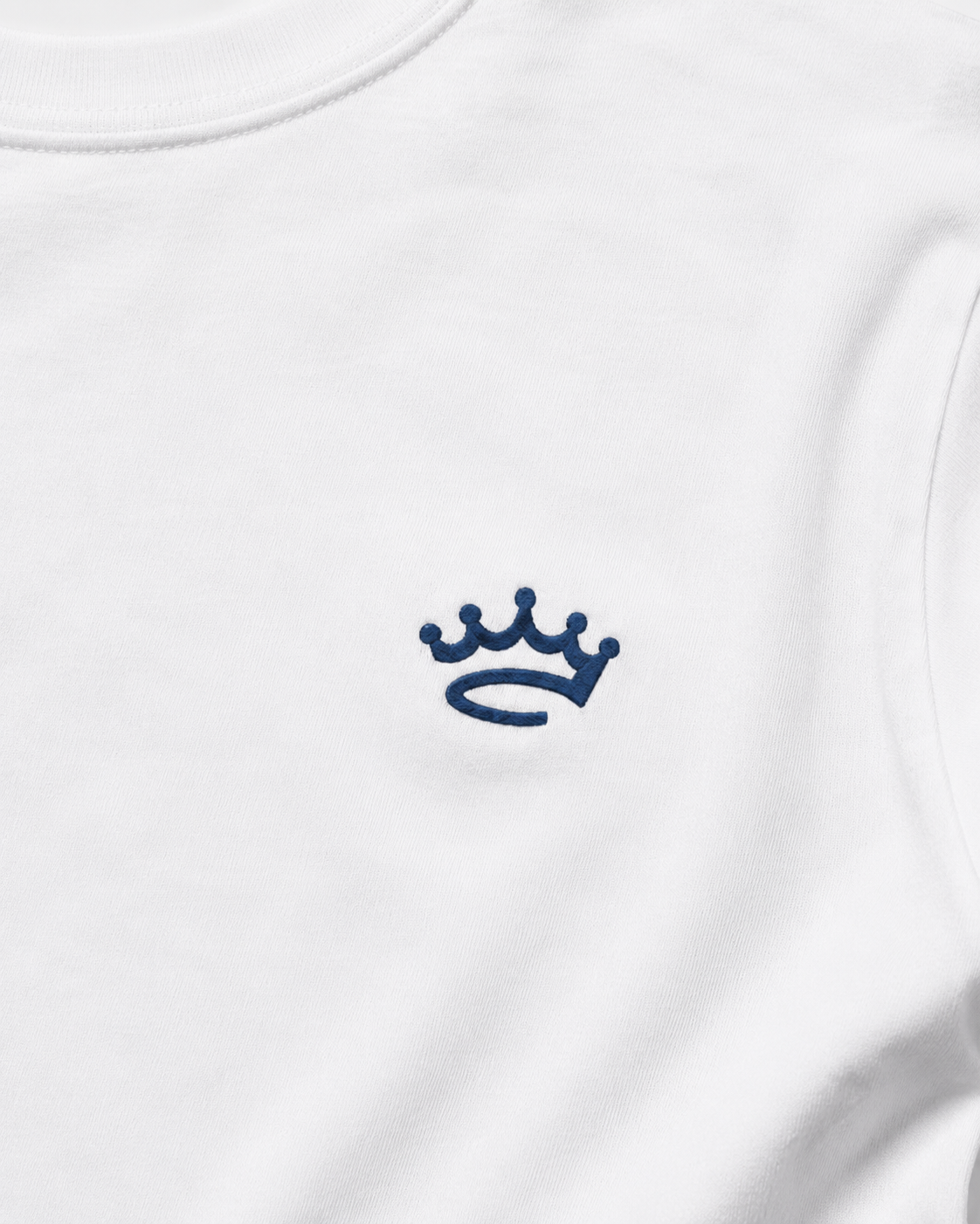 Standard Tee – White / Yacht Blue Logo