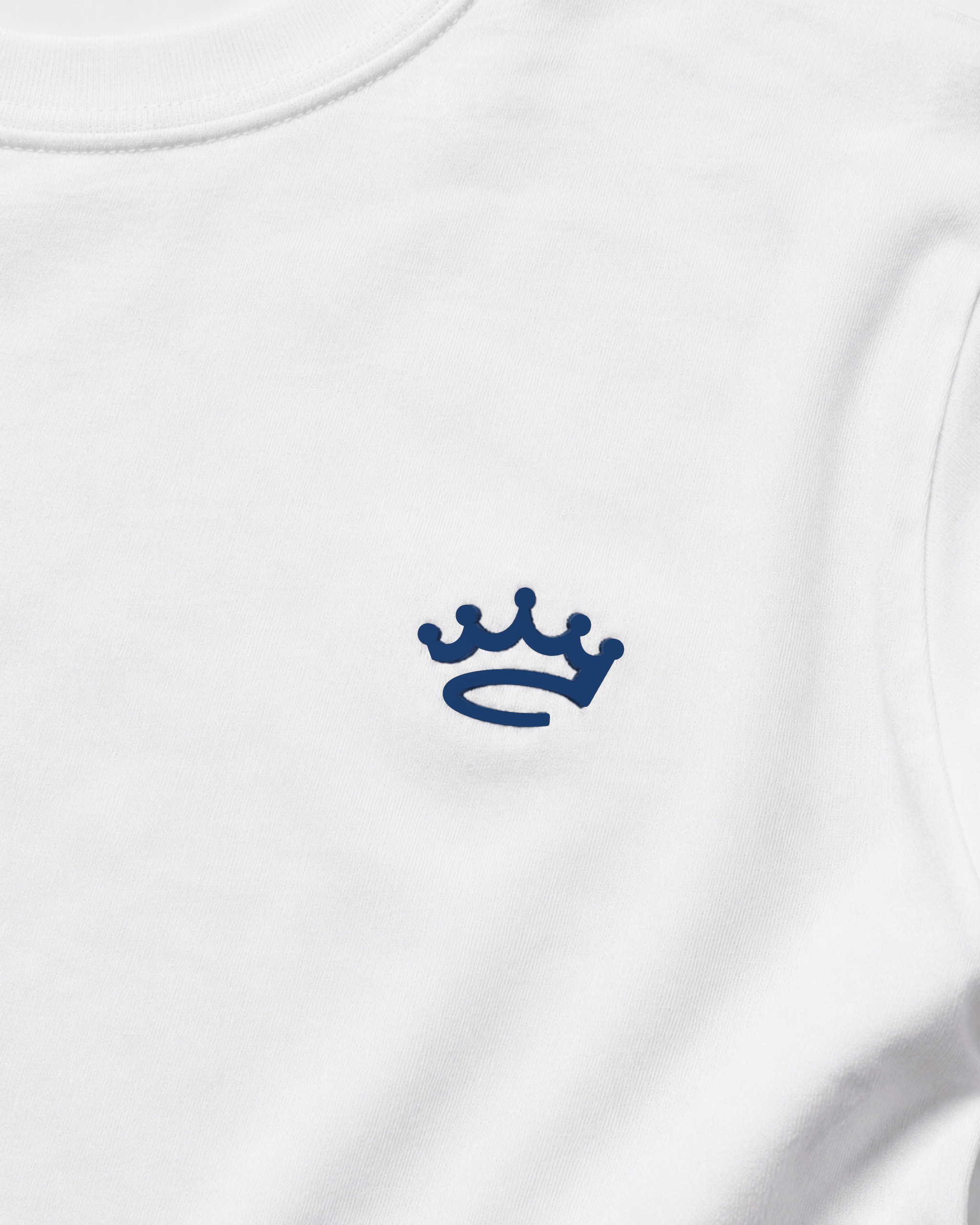Standard Tee – White / Yacht Blue Logo - Crowned Brand ™