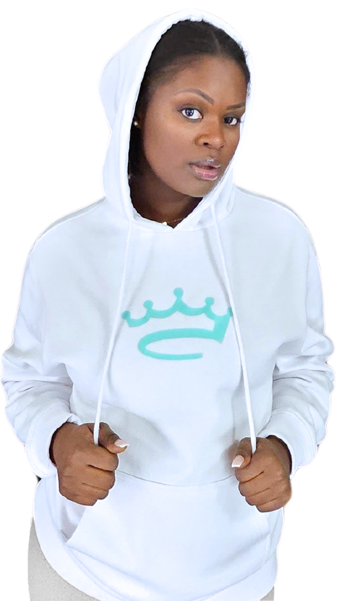 Women's White / Tiffany Blue - hoodie - Crowned Brand ™