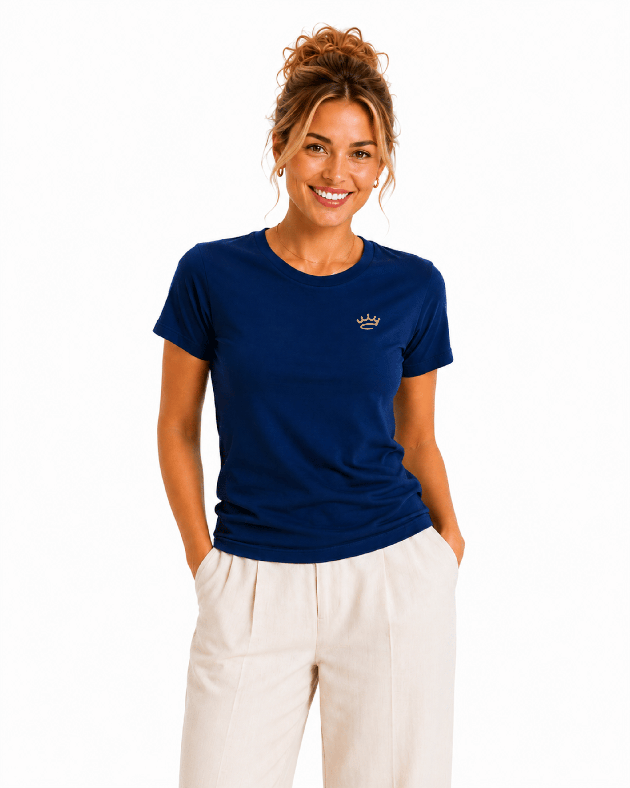 Standard Tee – Yacht Blue / Champagne Sand Logo - Crowned Brand ™