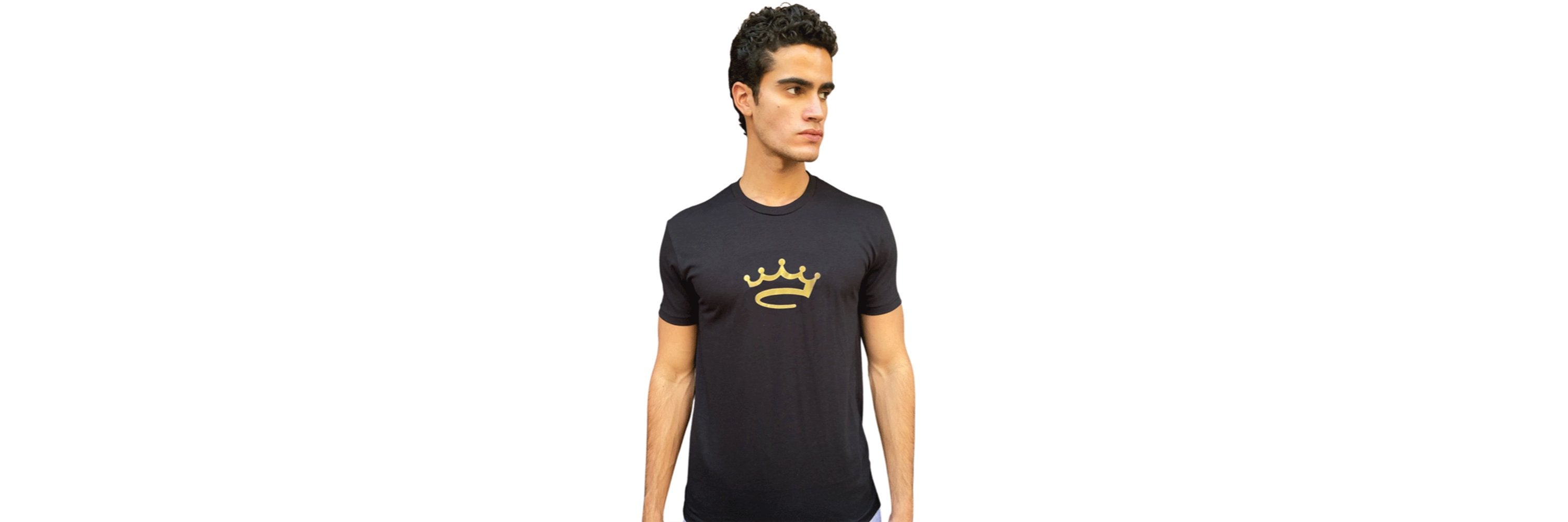 man black and gold crowned brand shirt