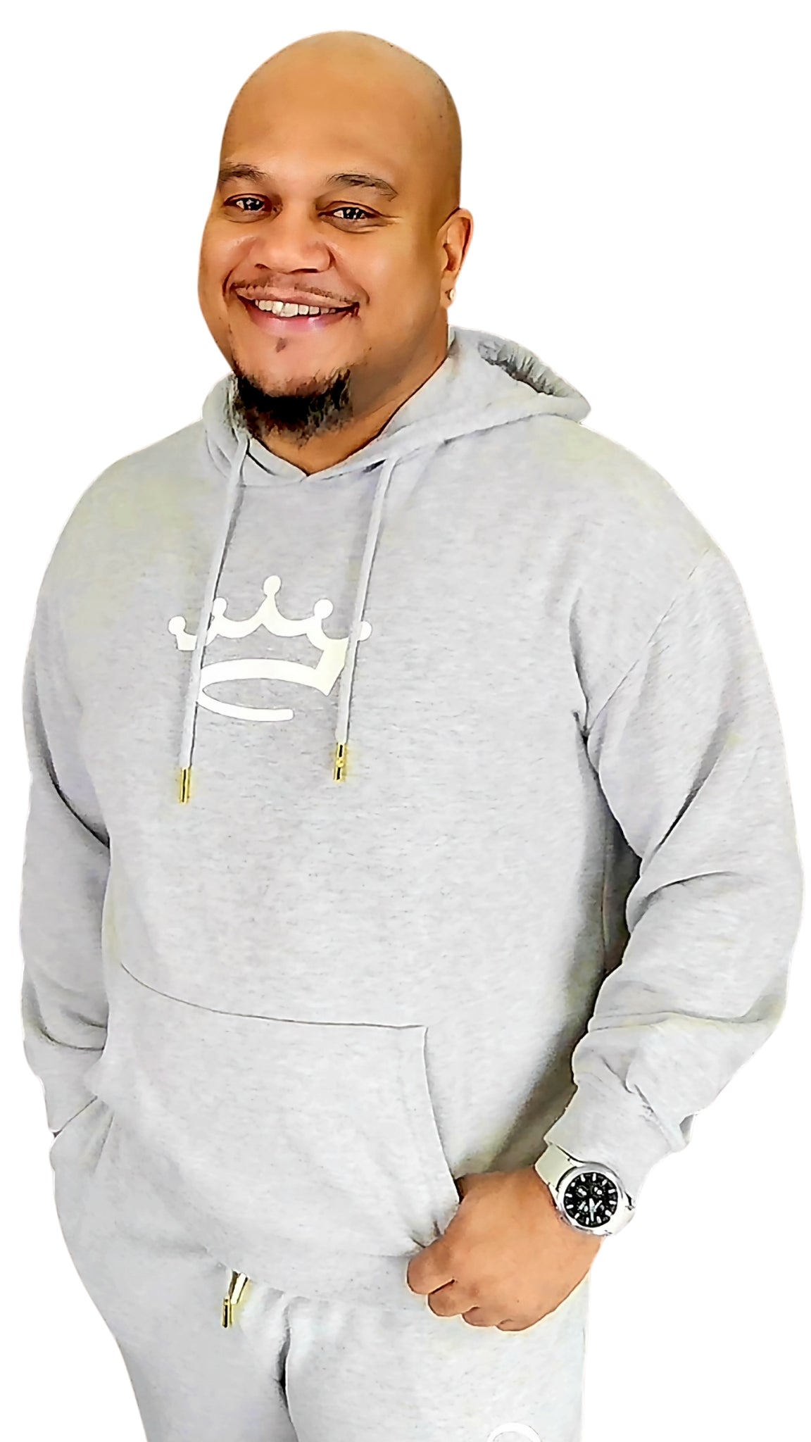 Men's Grey / White - hoodie - Crowned Brand ™