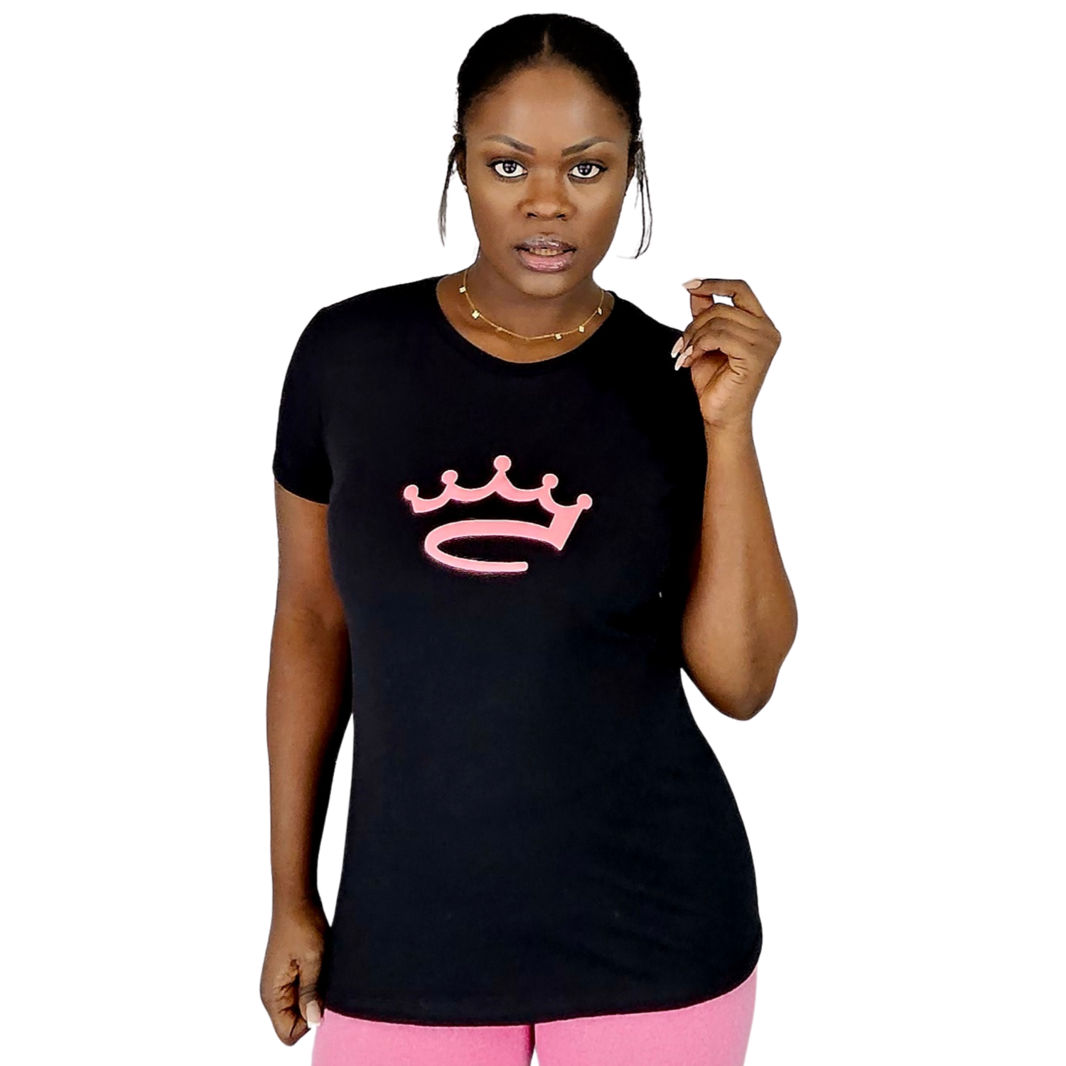 mens shirt black pink crowned brand logo