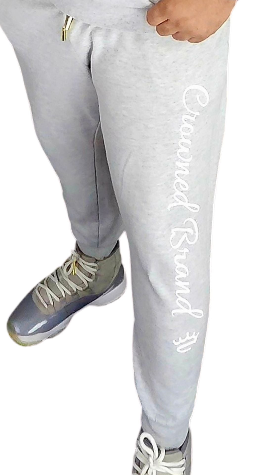 Men's Grey / White - joggers - Crowned Brand ™