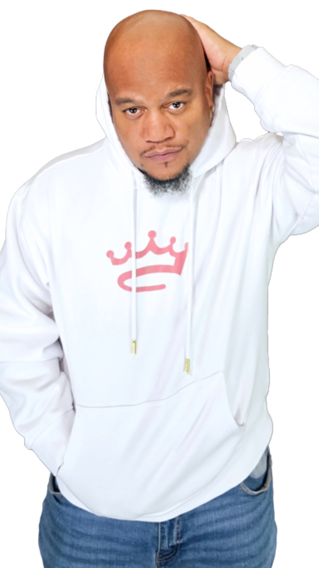 Men's White / Pink - hoodie - Crowned Brand ™
