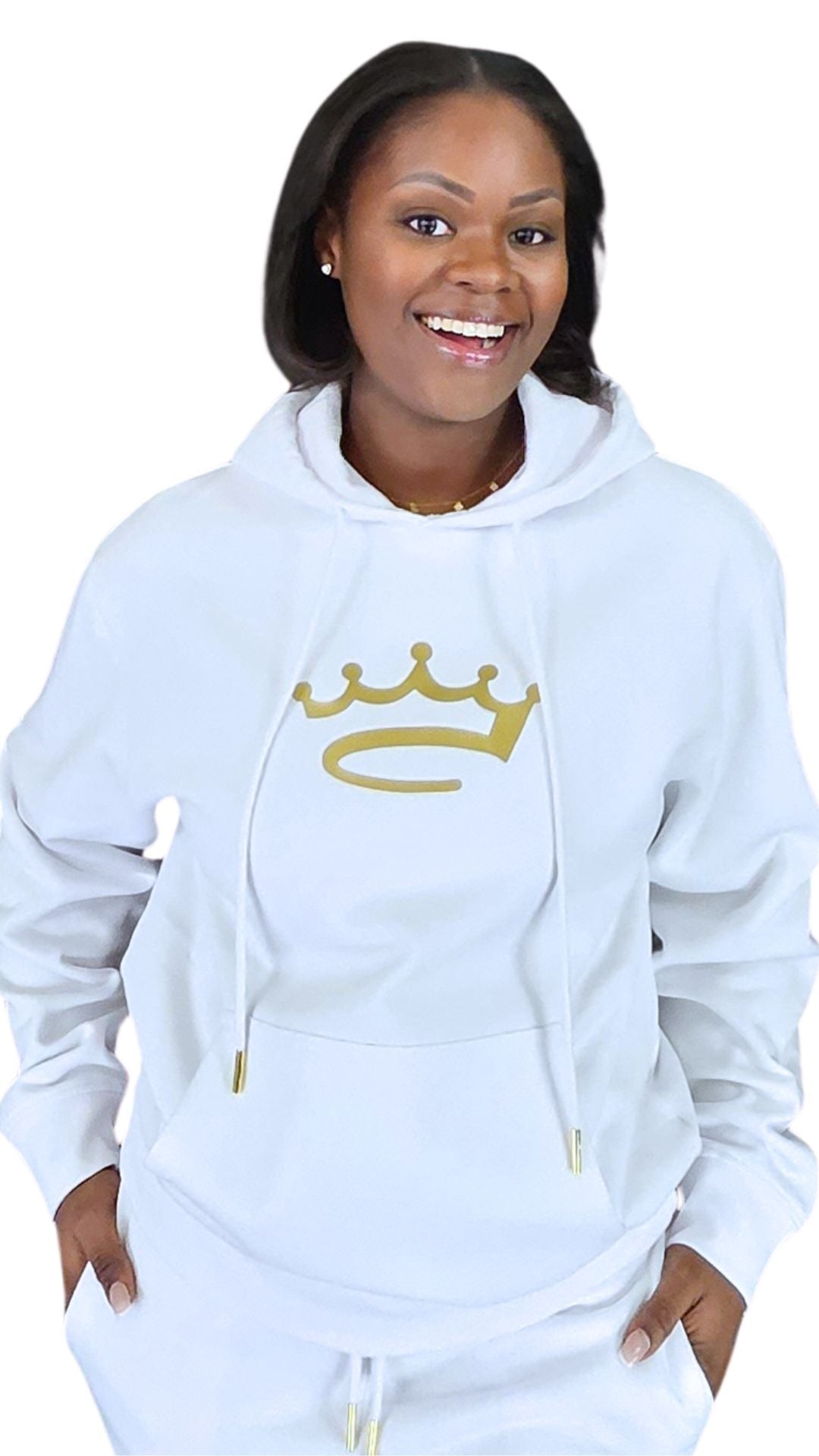 Women's White / Gold - hoodie - Crowned Brand ™