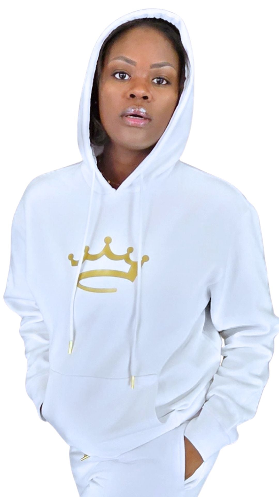 Women's White / Gold - hoodie - Crowned Brand ™