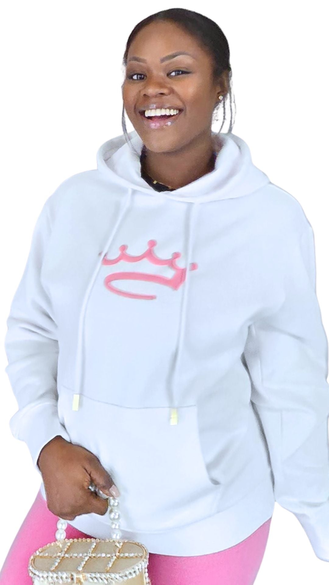 Women's White / Pink  - hoodie - Crowned Brand ™