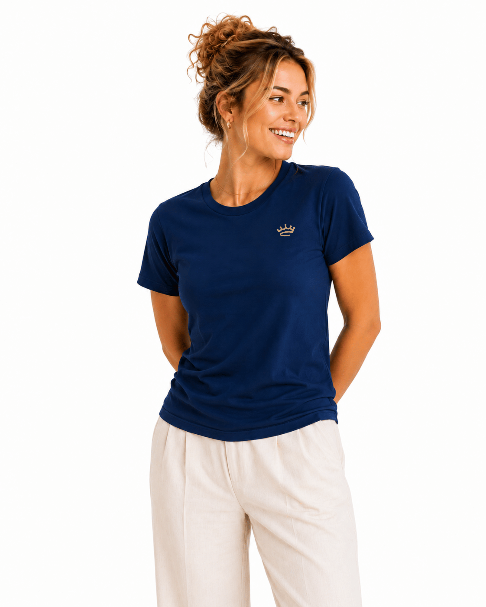 Standard Tee – Yacht Blue / Champagne Sand Logo - Crowned Brand ™