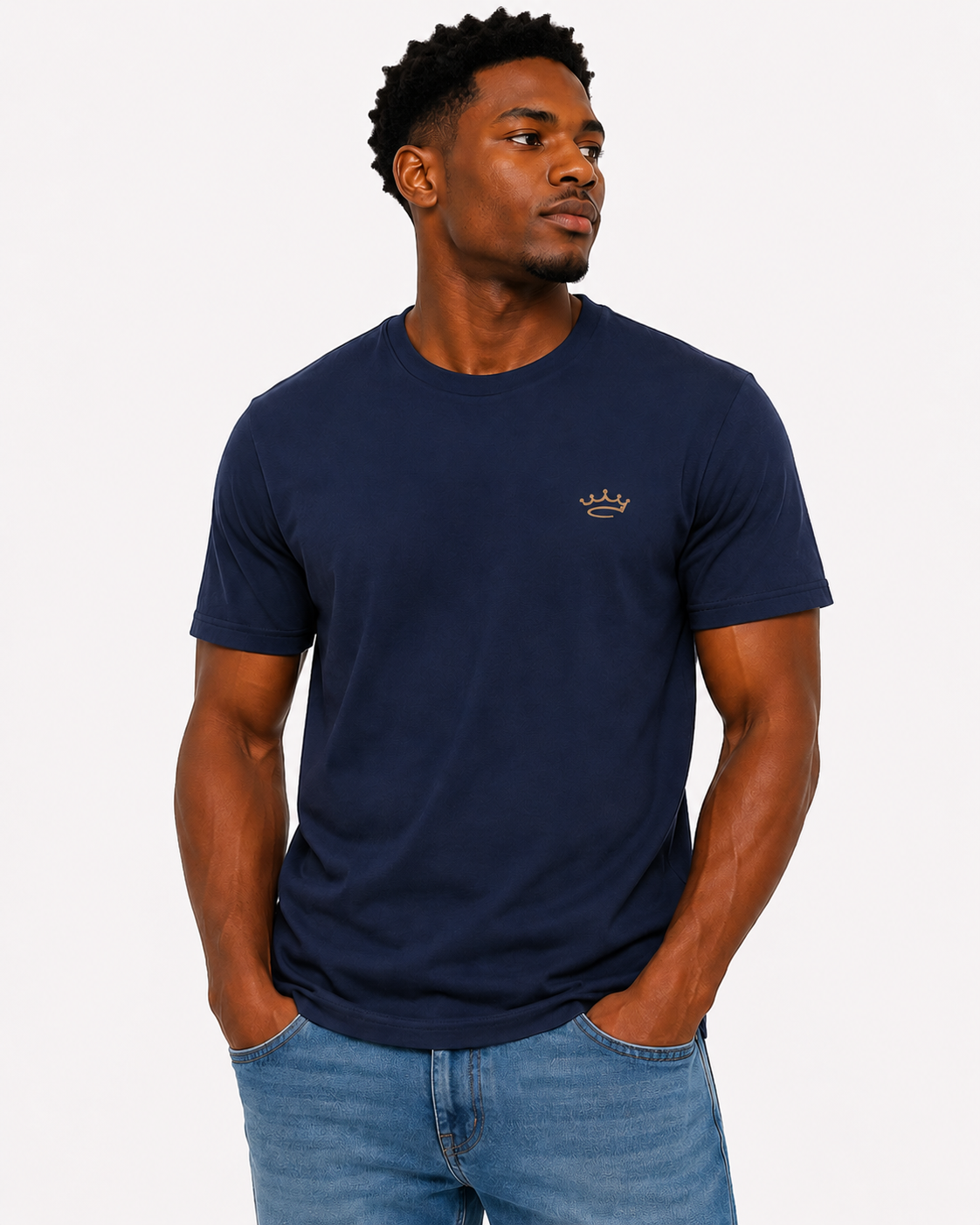 Standard Tee – Yacht Blue / Champagne Sand Logo